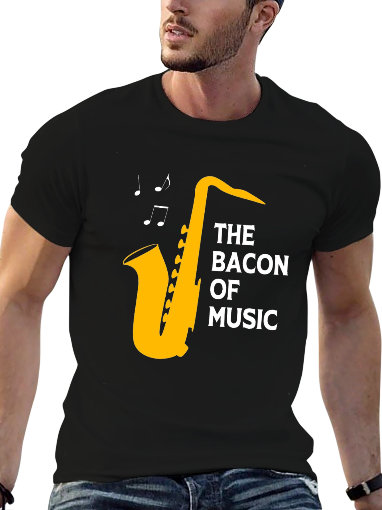 The Bacon of Music Saxophone T-Shirt - Black