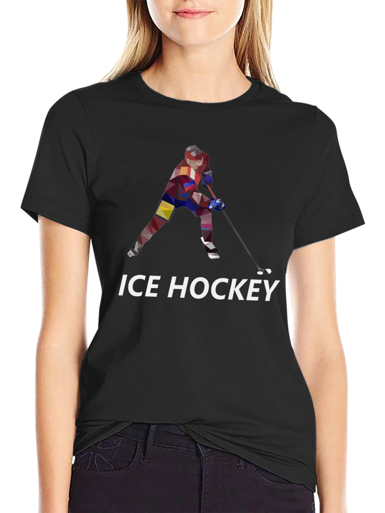 Ice Hockey Graphic T-Shirt - Black