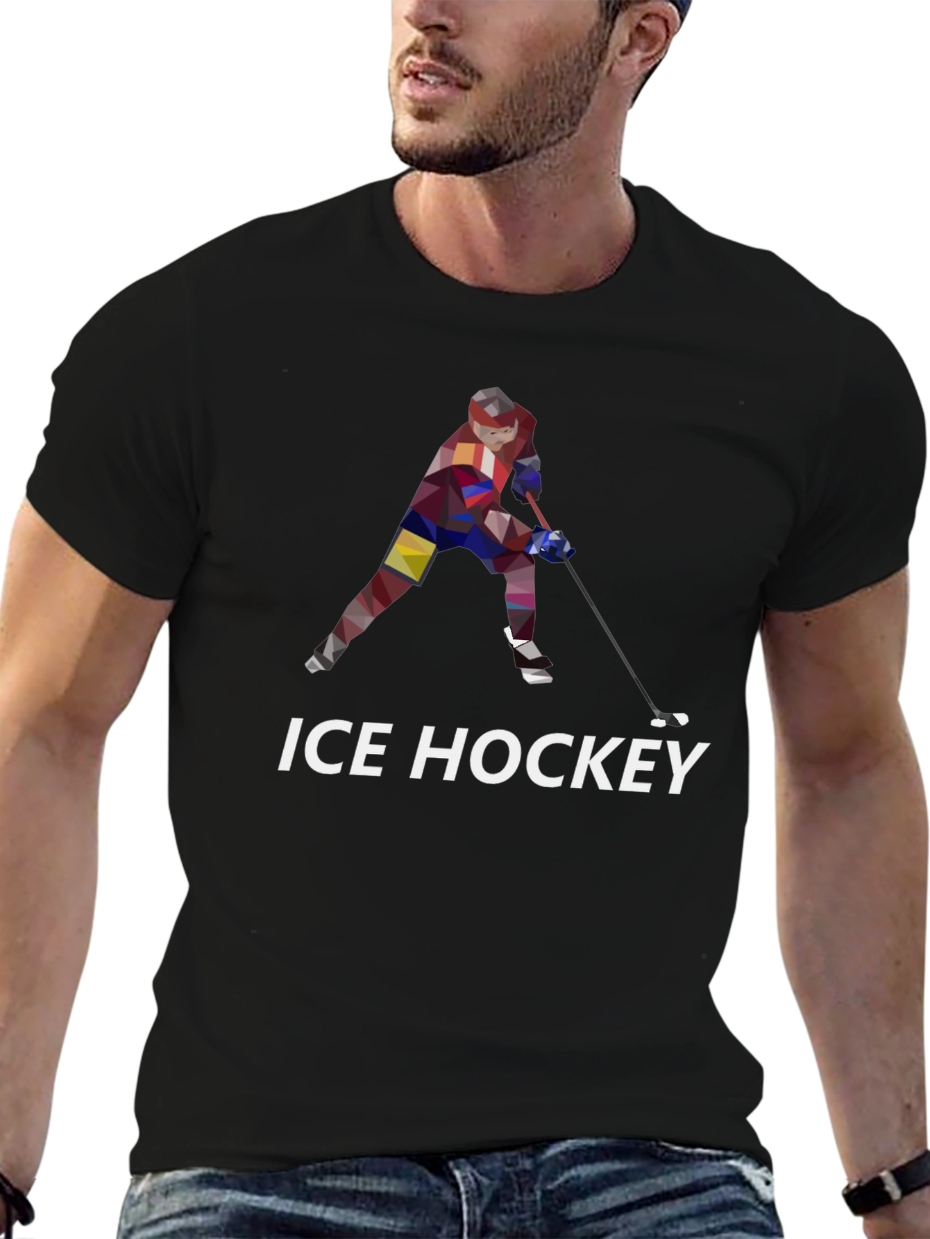 Ice Hockey Graphic T-Shirt - Black