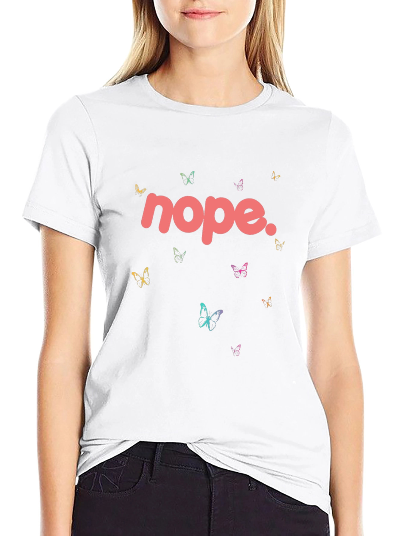 Nope Butterfly Graphic Tee - Stylish Casual Wear