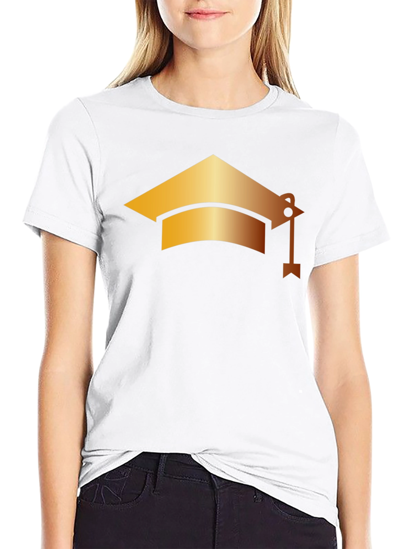 Graduation Cap Graphic Black T-Shirt