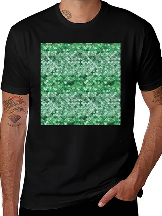 Emerald Green Mermaid Scale Print T-Shirt