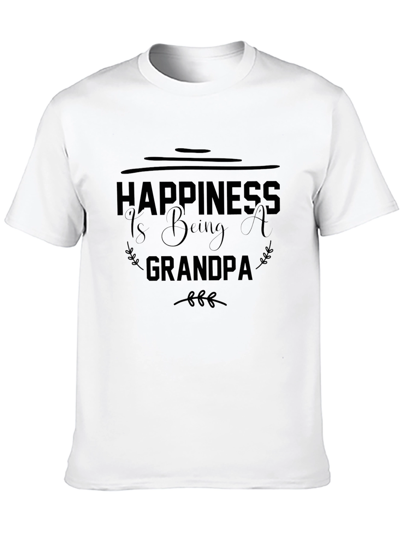 Happiness is Being a Grandpa Black T-Shirt