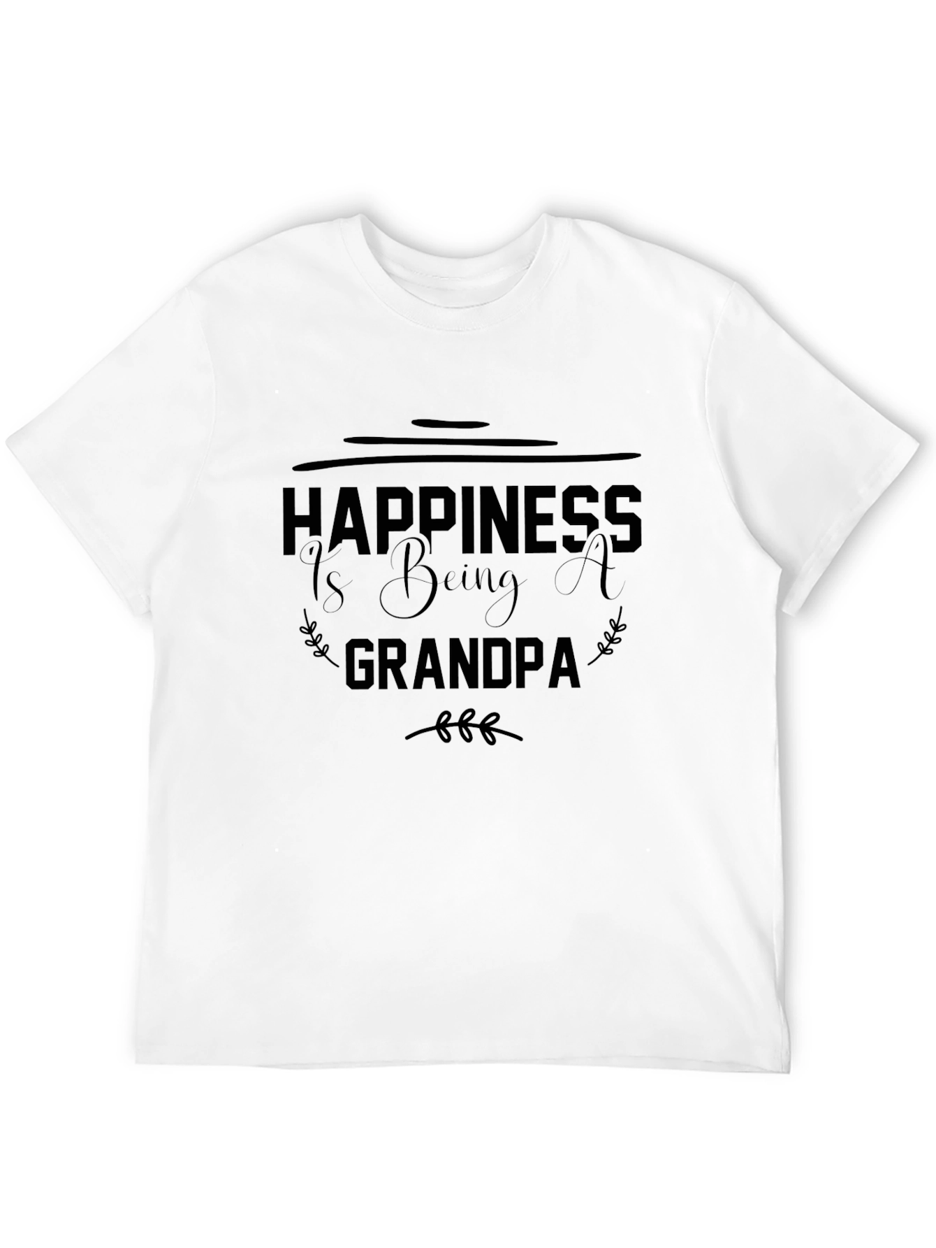 Happiness is Being a Grandpa Black T-Shirt