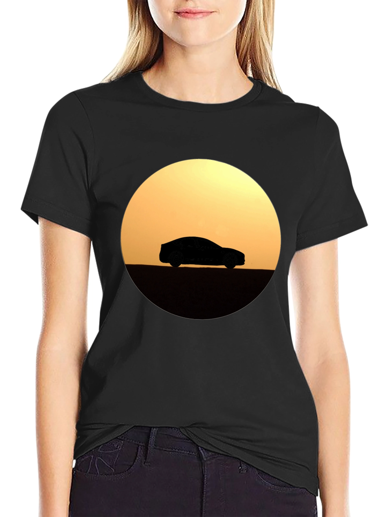 Sunset Car Silhouette T-Shirt - Stylish Graphic Tee