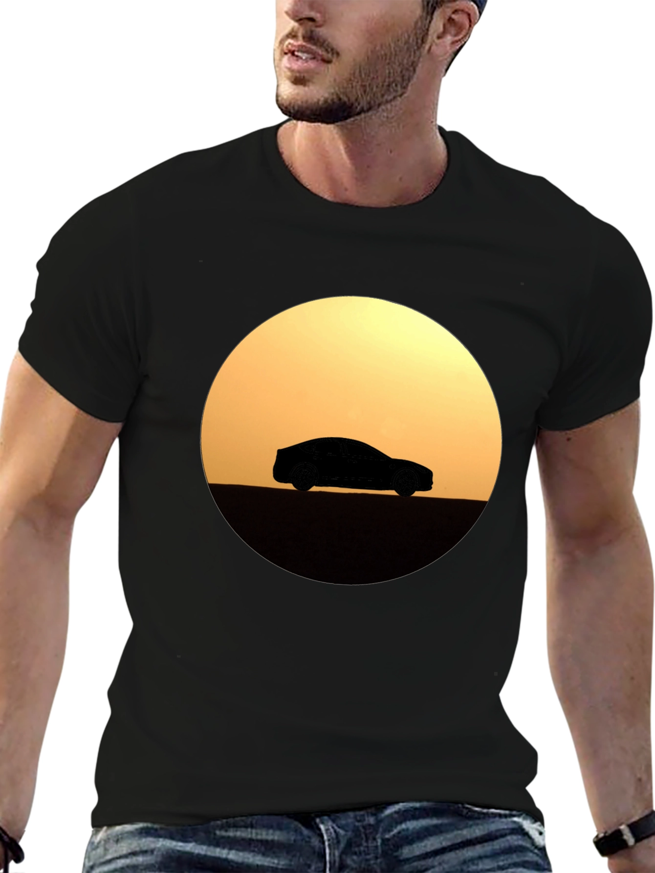 Sunset Car Silhouette T-Shirt - Stylish Graphic Tee