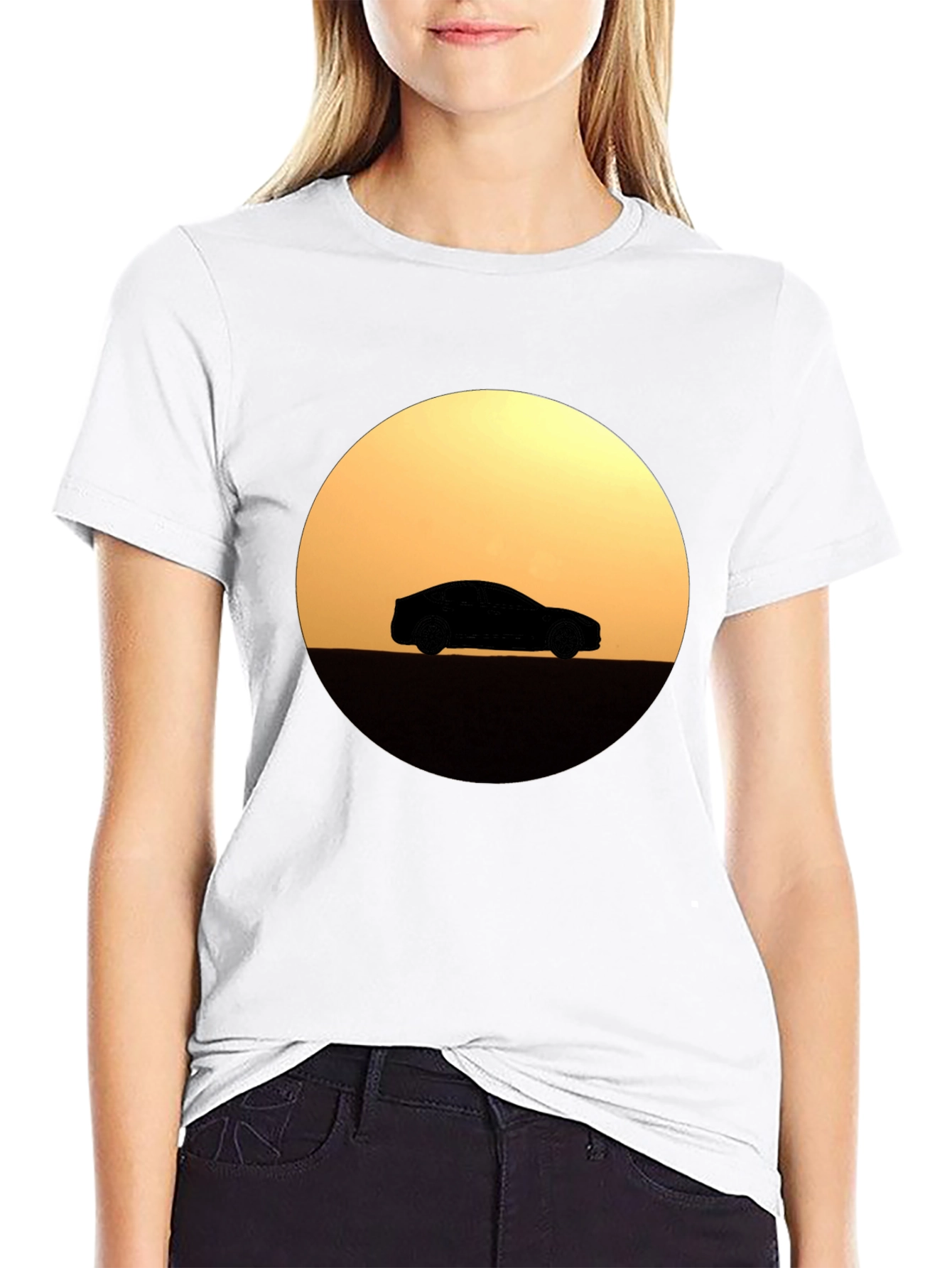 Sunset Car Silhouette T-Shirt - Stylish Graphic Tee