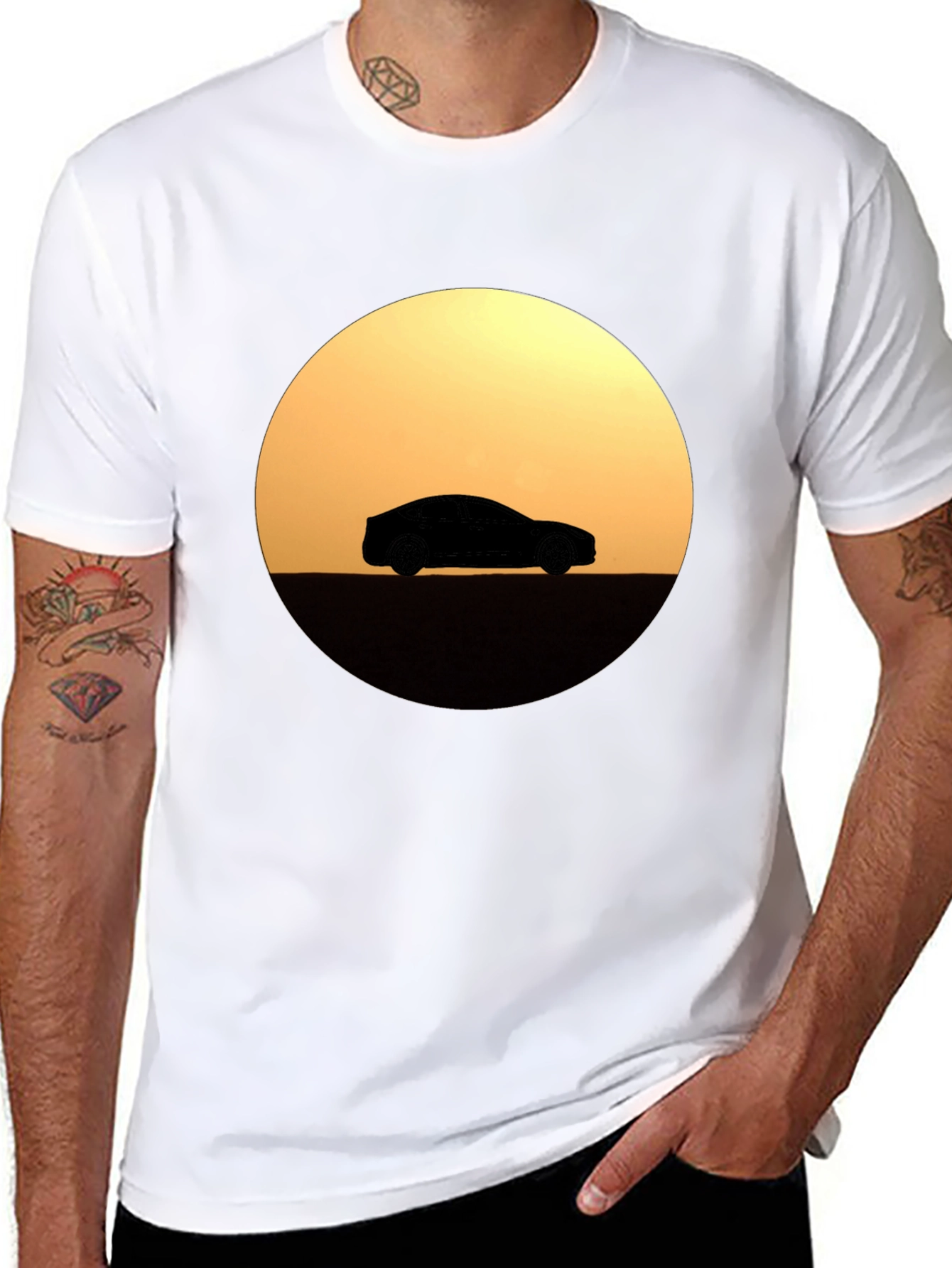 Sunset Car Silhouette T-Shirt - Stylish Graphic Tee
