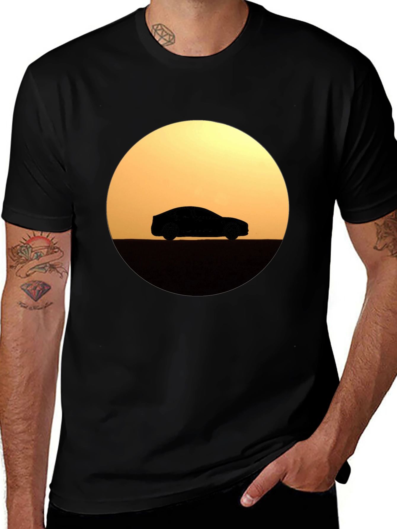 Sunset Car Silhouette T-Shirt - Stylish Graphic Tee