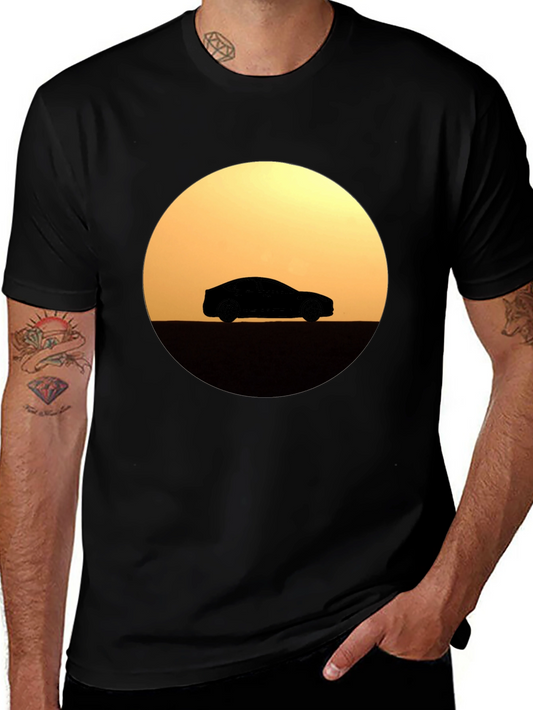 Sunset Car Silhouette T-Shirt - Stylish Graphic Tee
