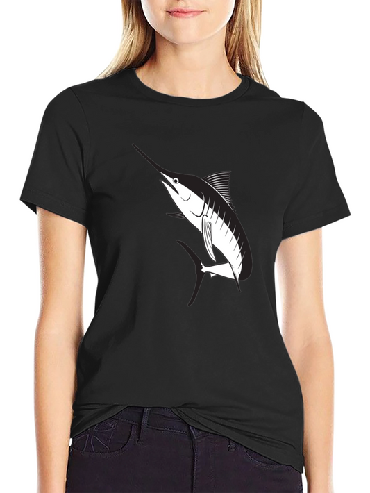 Marlin Graphic Tee - Black Cotton T-Shirt