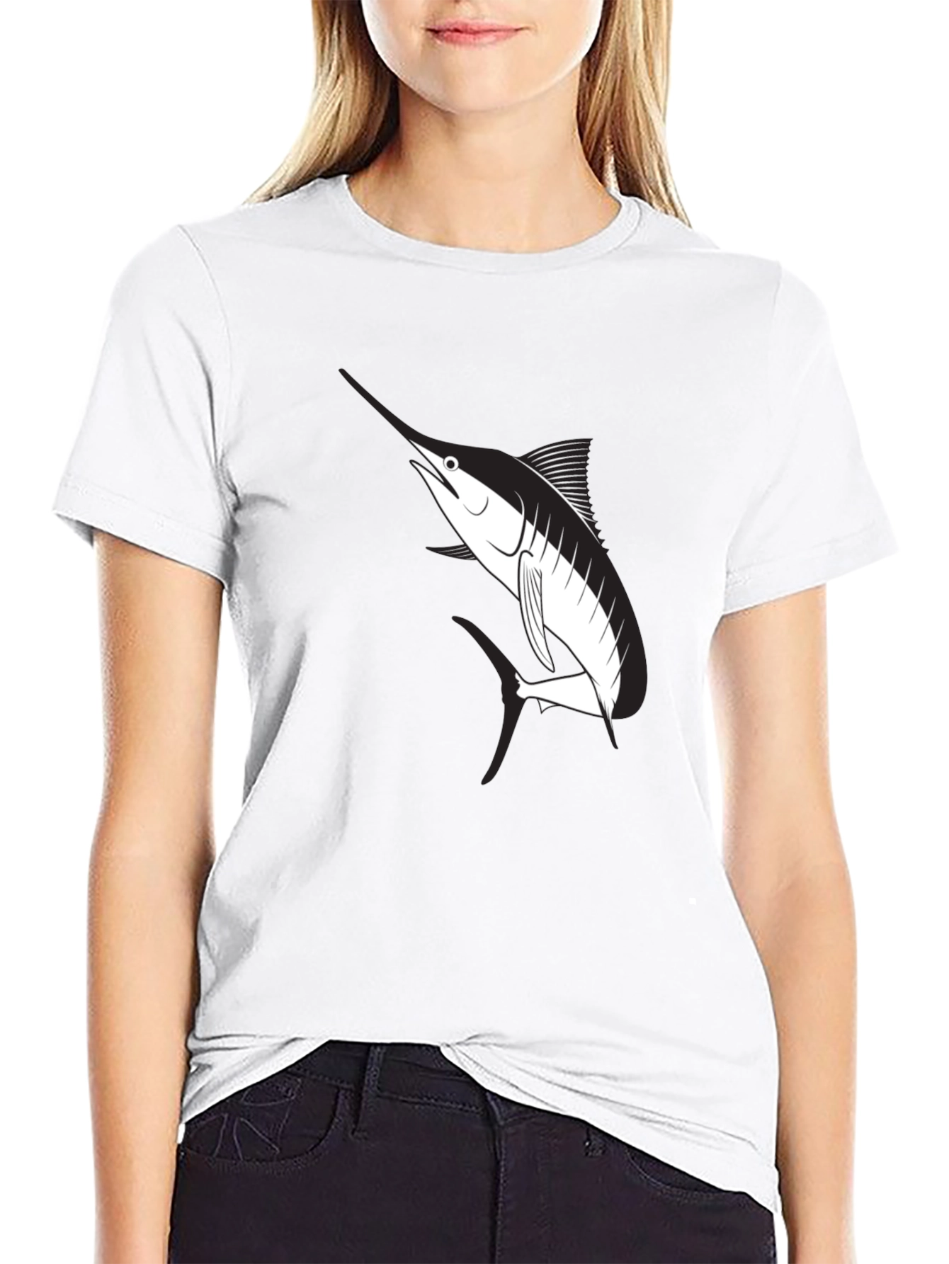 Marlin Graphic Tee - Black Cotton T-Shirt