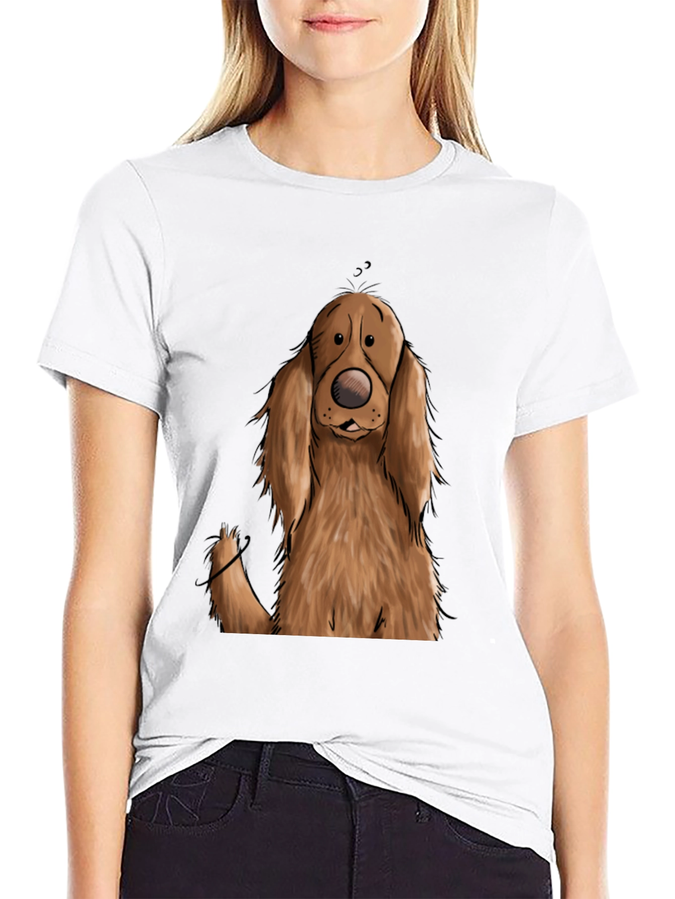 Dog Cartoon Graphic Black T-Shirt