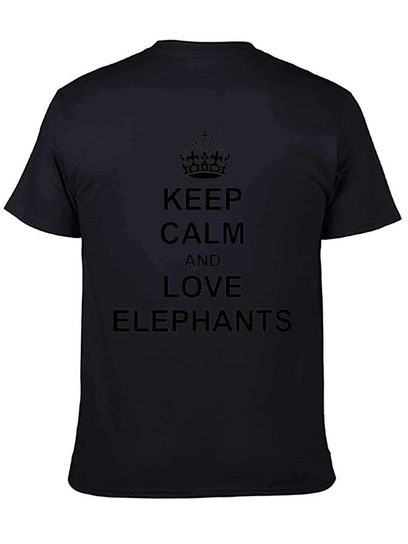 Keep Calm & Love Elephants Black T-Shirt