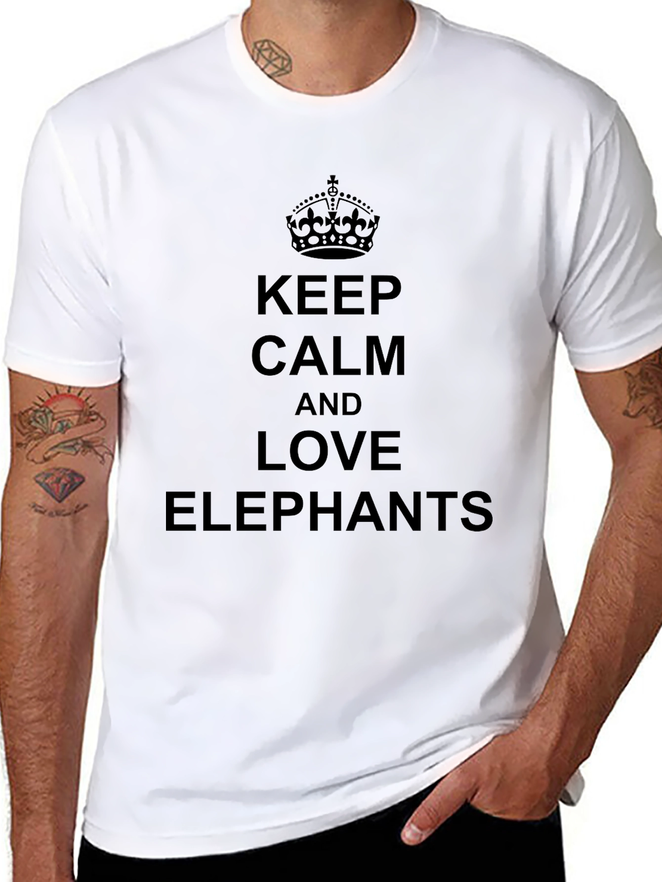 Keep Calm & Love Elephants Black T-Shirt