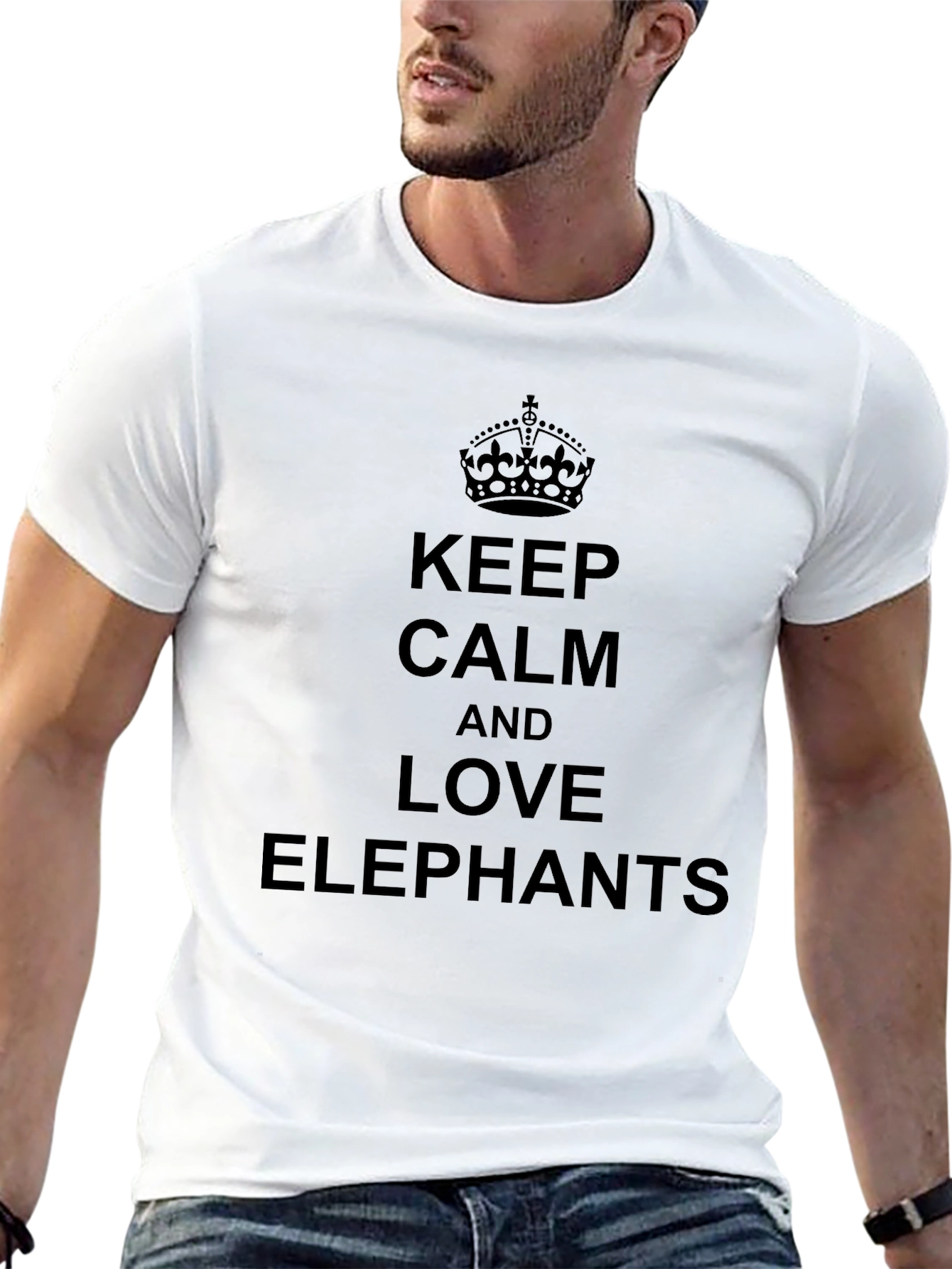 Keep Calm & Love Elephants Black T-Shirt