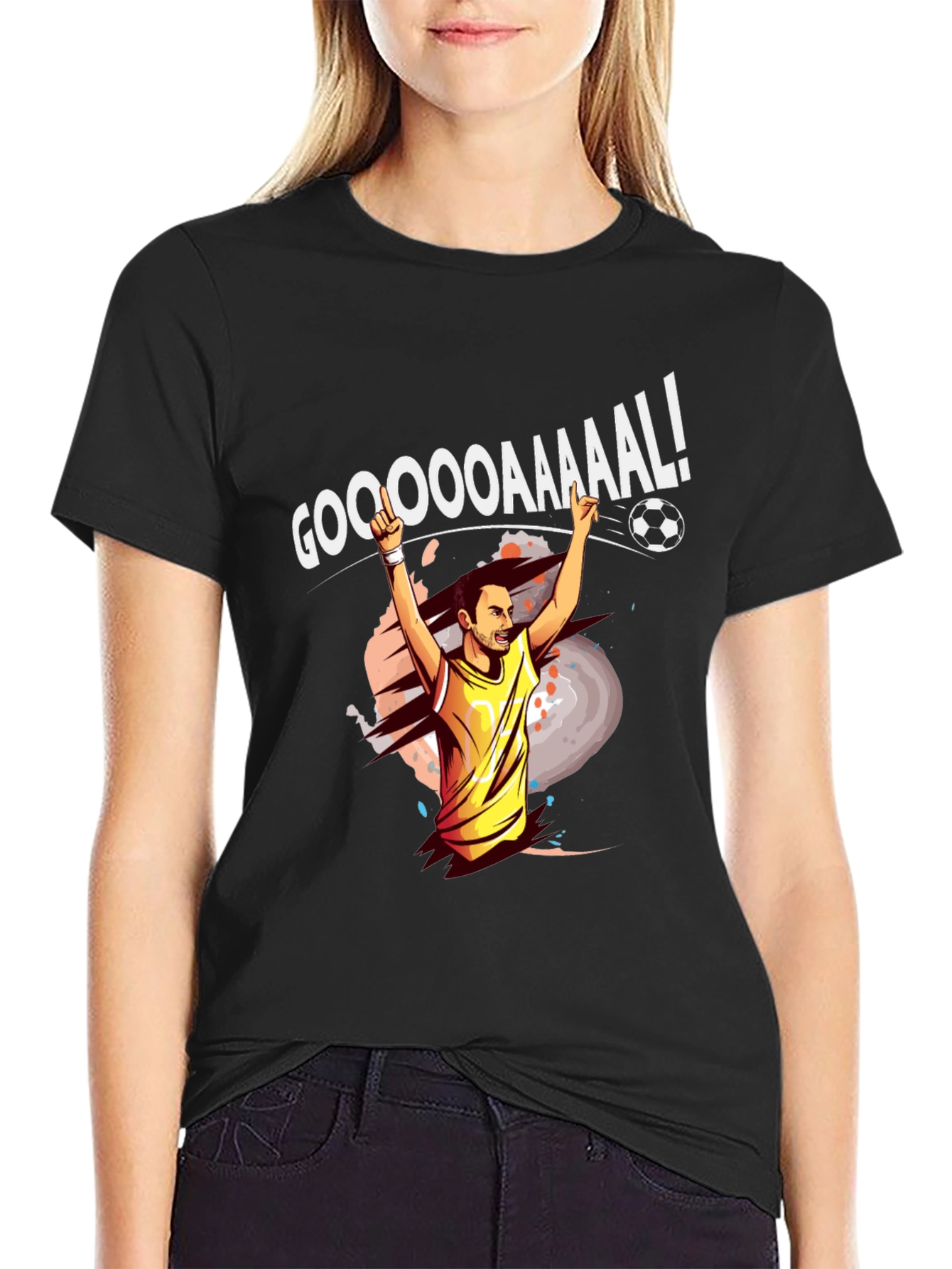 GOOOAAAAL! Soccer Celebration Graphic Tee - Black