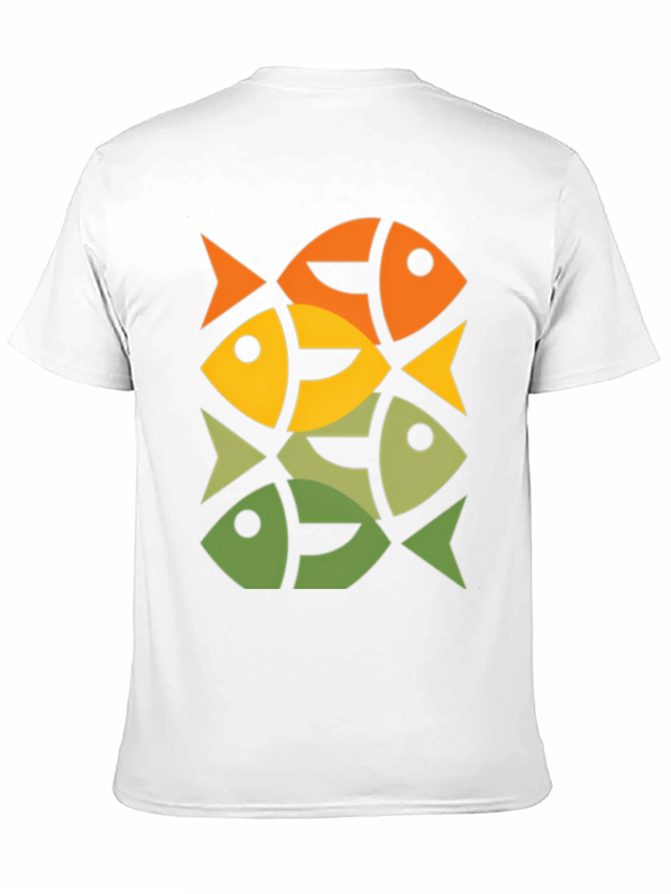 Geometric Fish Pattern Graphic Tee - Modern Style