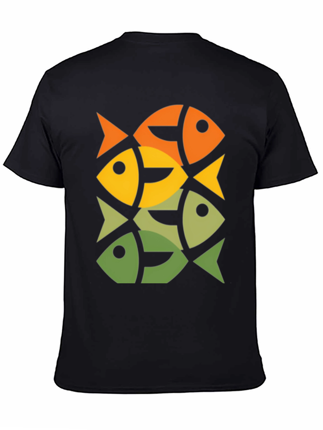 Geometric Fish Pattern Graphic Tee - Modern Style