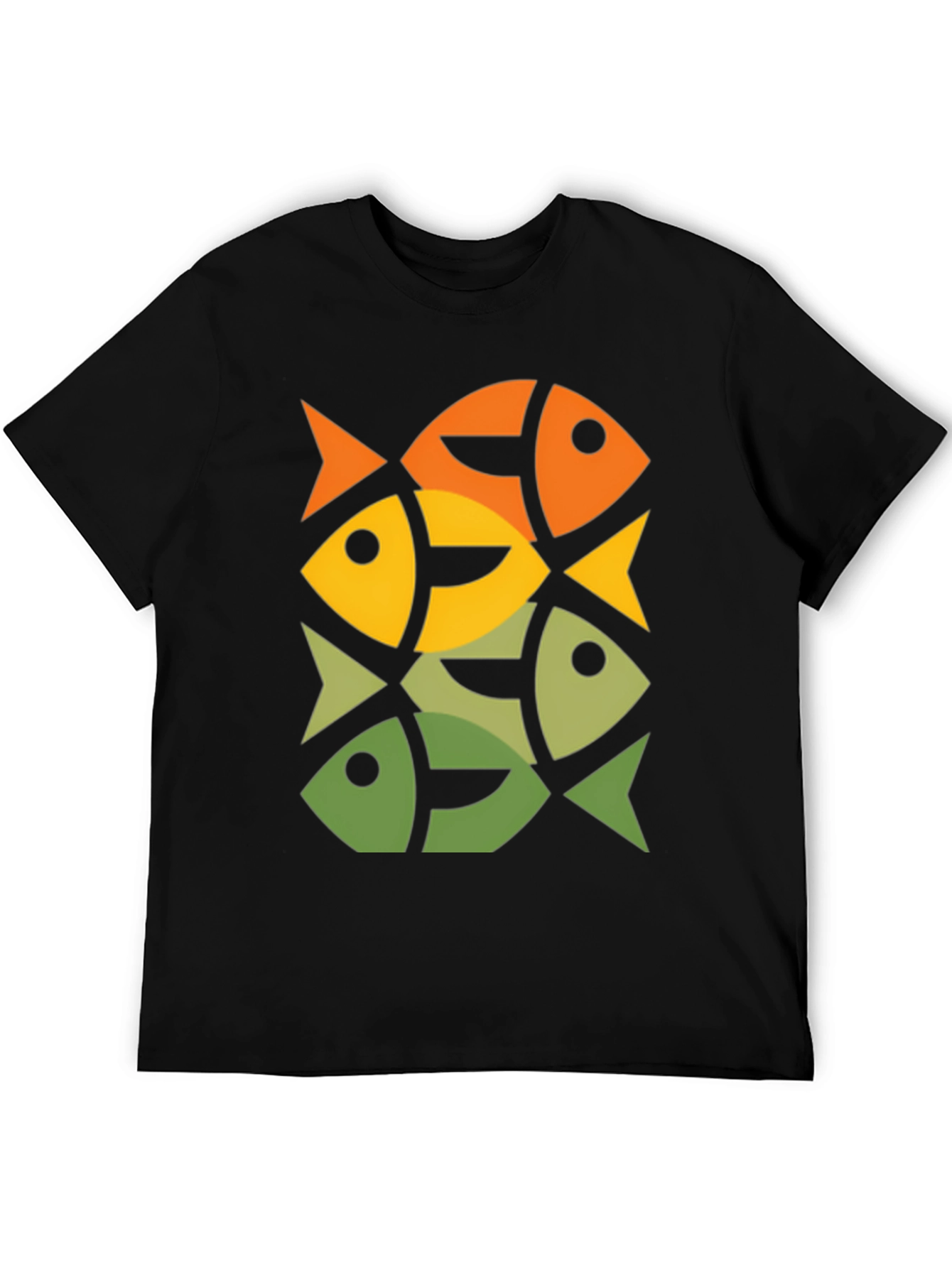 Geometric Fish Pattern Graphic Tee - Modern Style