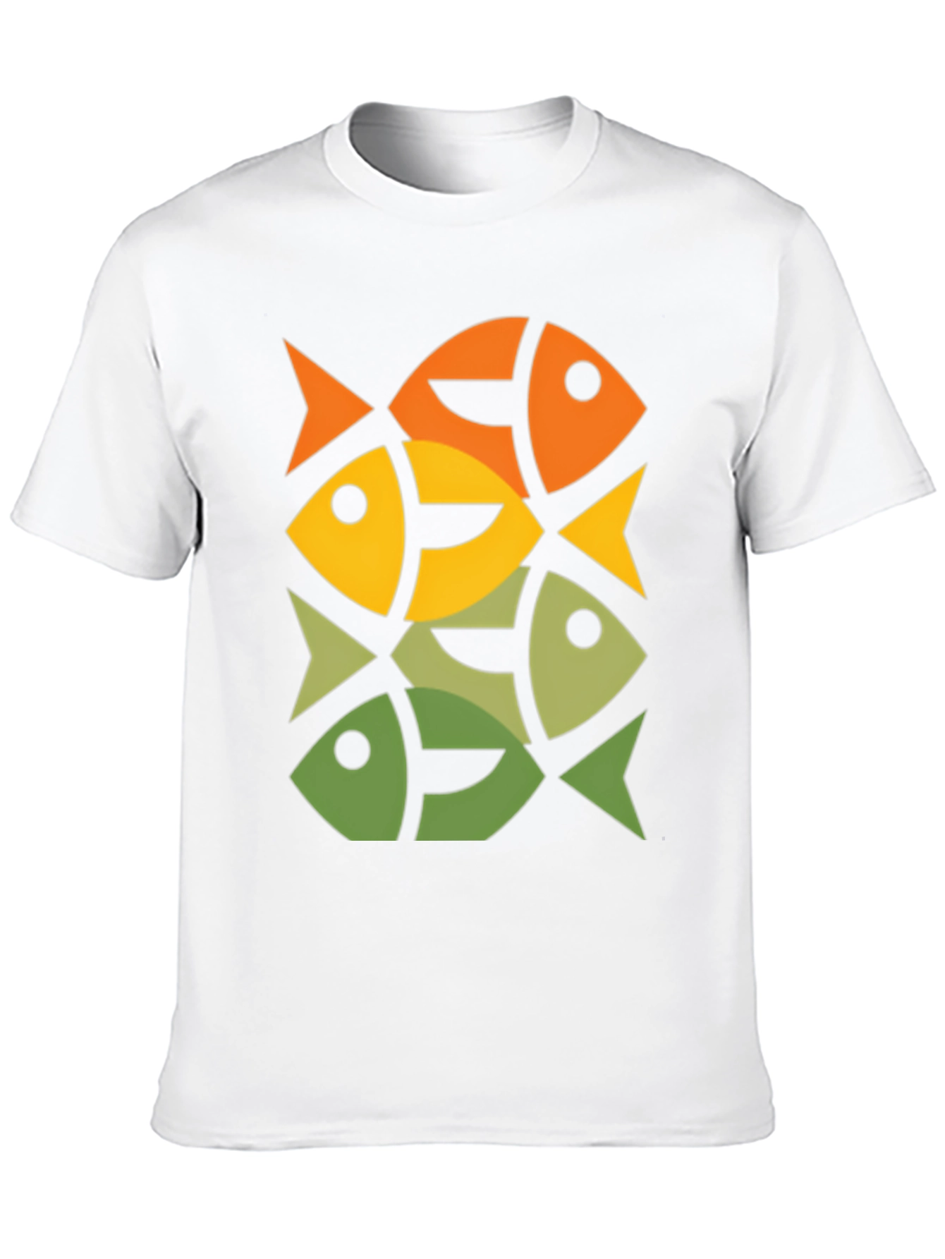 Geometric Fish Pattern Graphic Tee - Modern Style