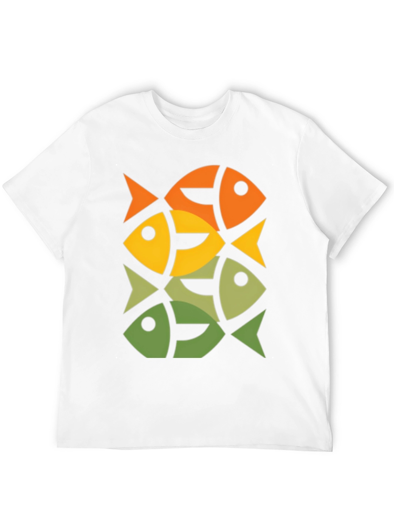 Geometric Fish Pattern Graphic Tee - Modern Style