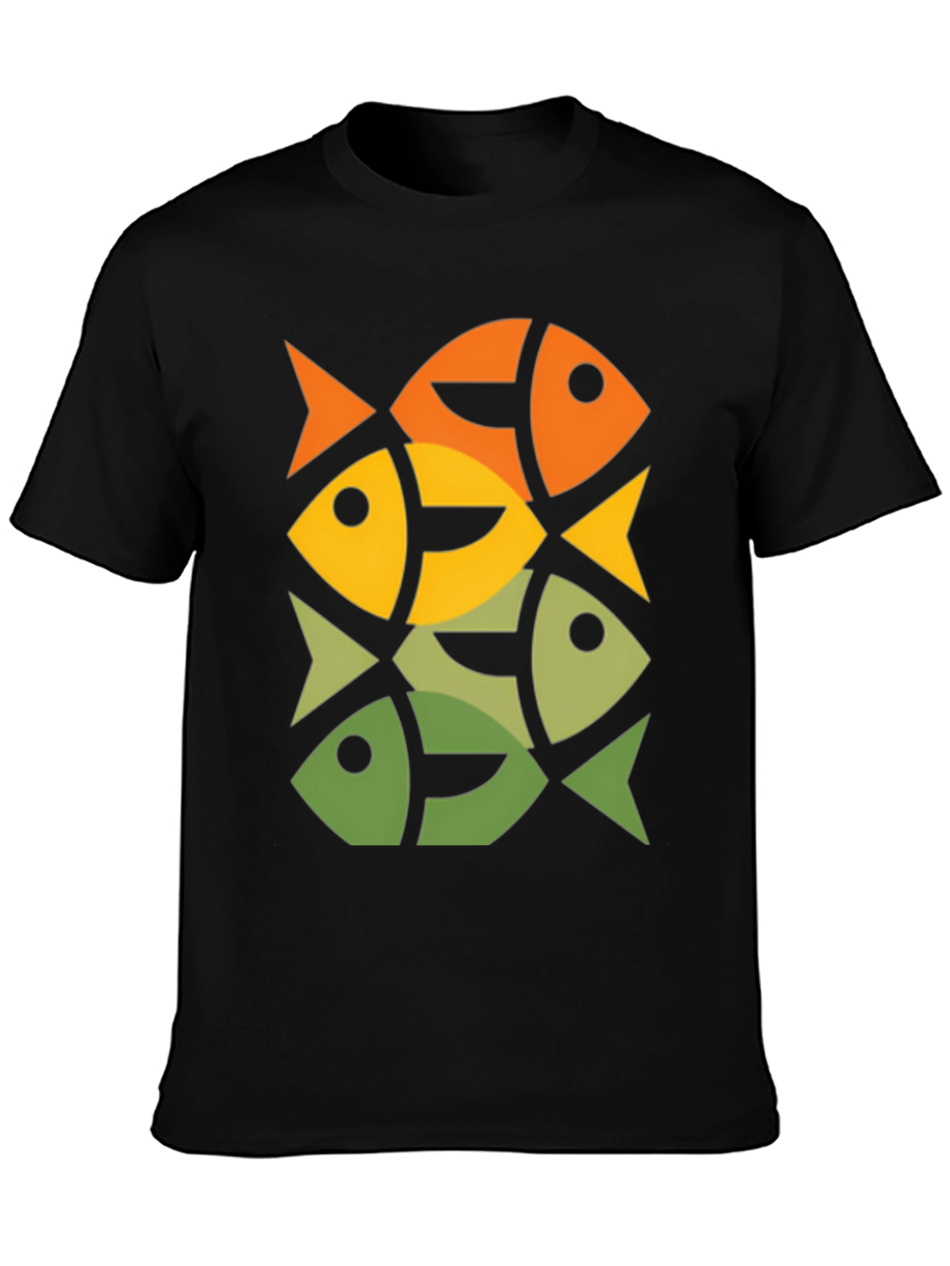 Geometric Fish Pattern Graphic Tee - Modern Style