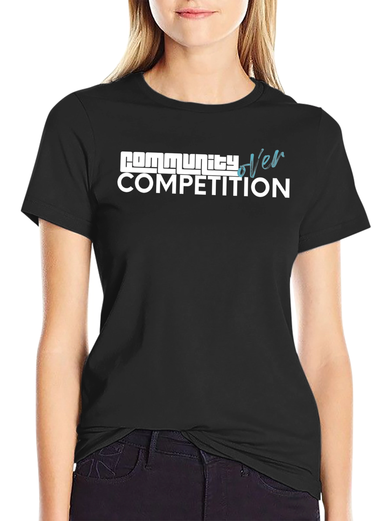 Community Over Competition Black T-Shirt