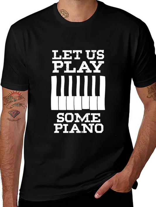 Let Us Play Some Piano Black Graphic Tee