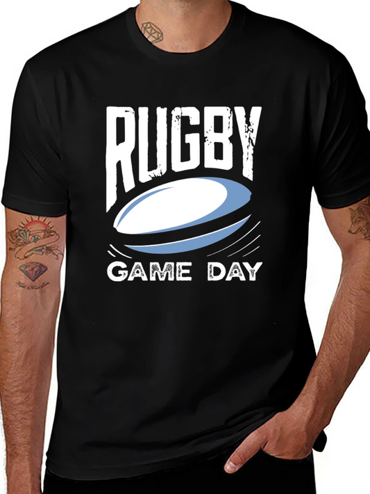 Rugby Game Day Black Graphic T-Shirt