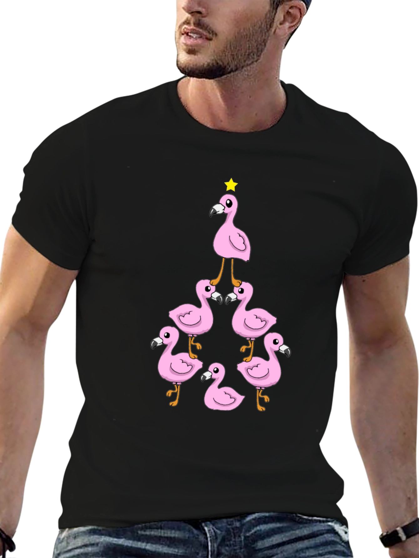 Flamingo Christmas Tree Graphic Tee