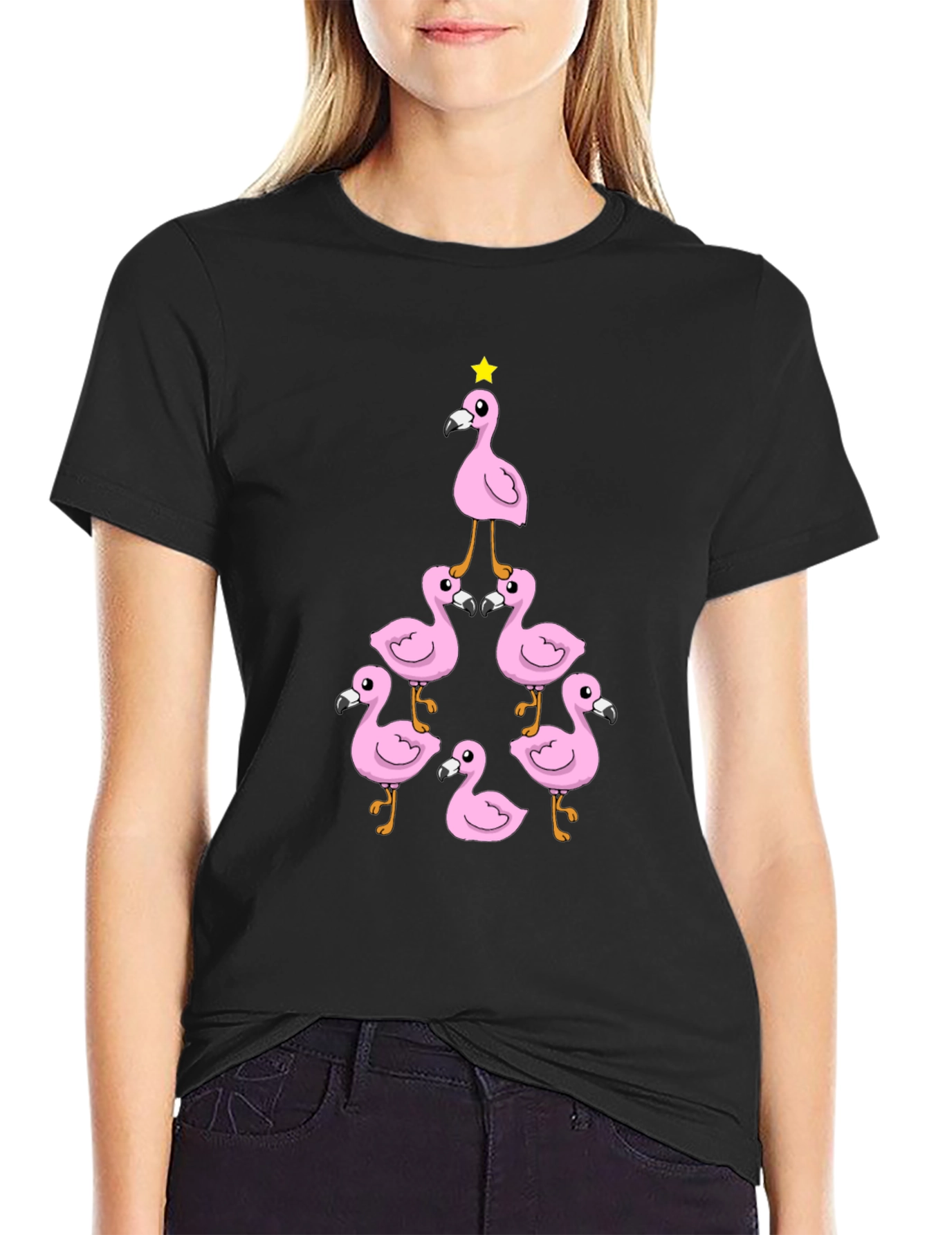 Flamingo Christmas Tree Graphic Tee