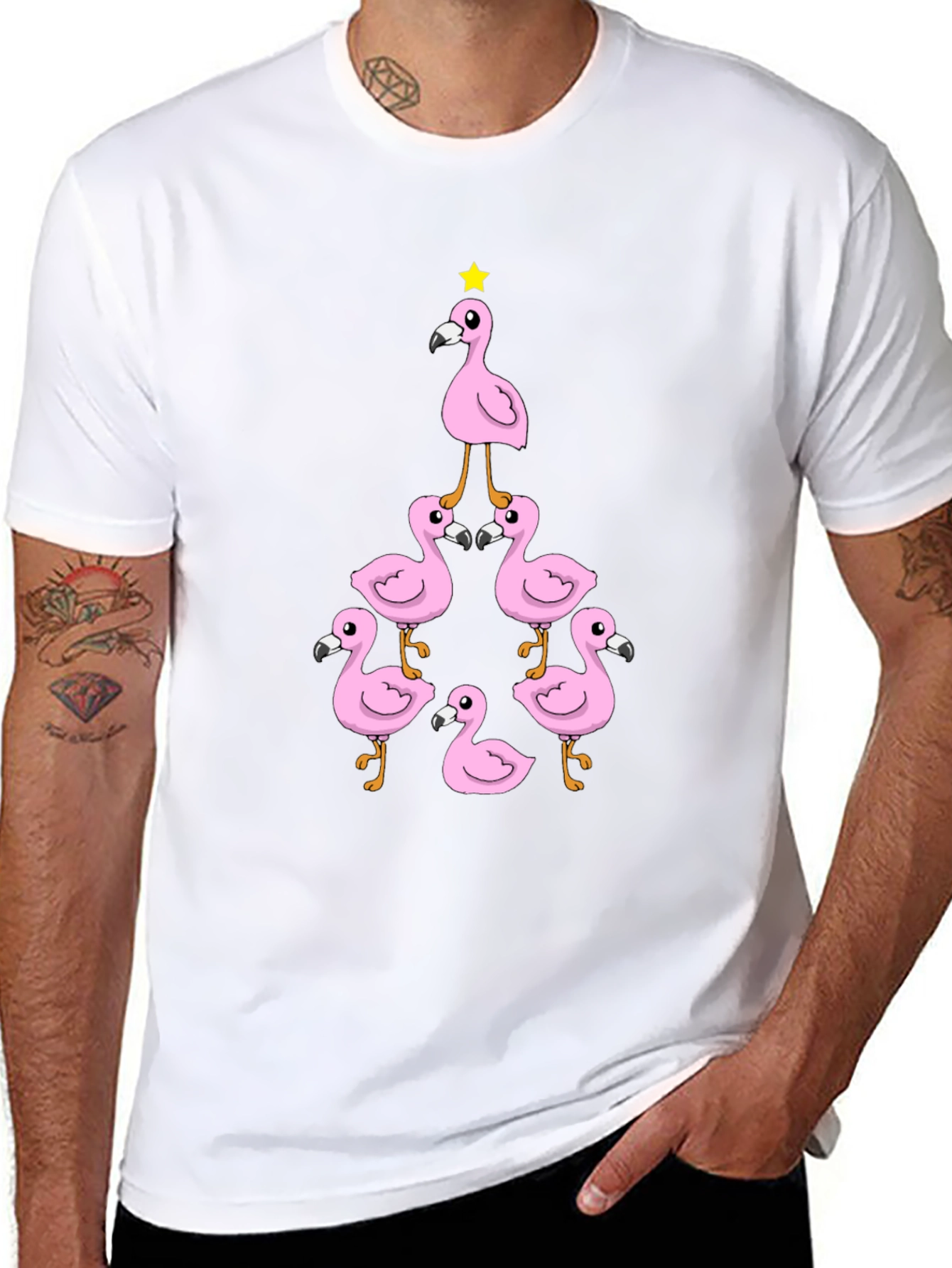 Flamingo Christmas Tree Graphic Tee