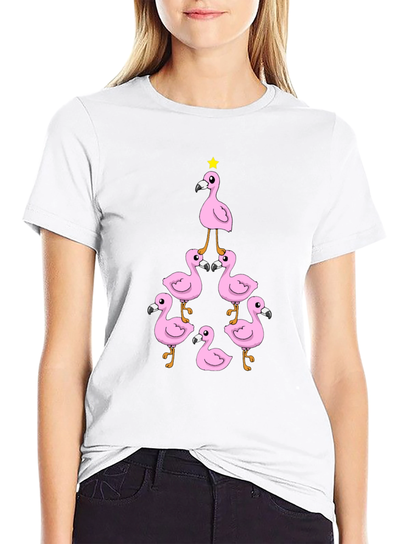 Flamingo Christmas Tree Graphic Tee