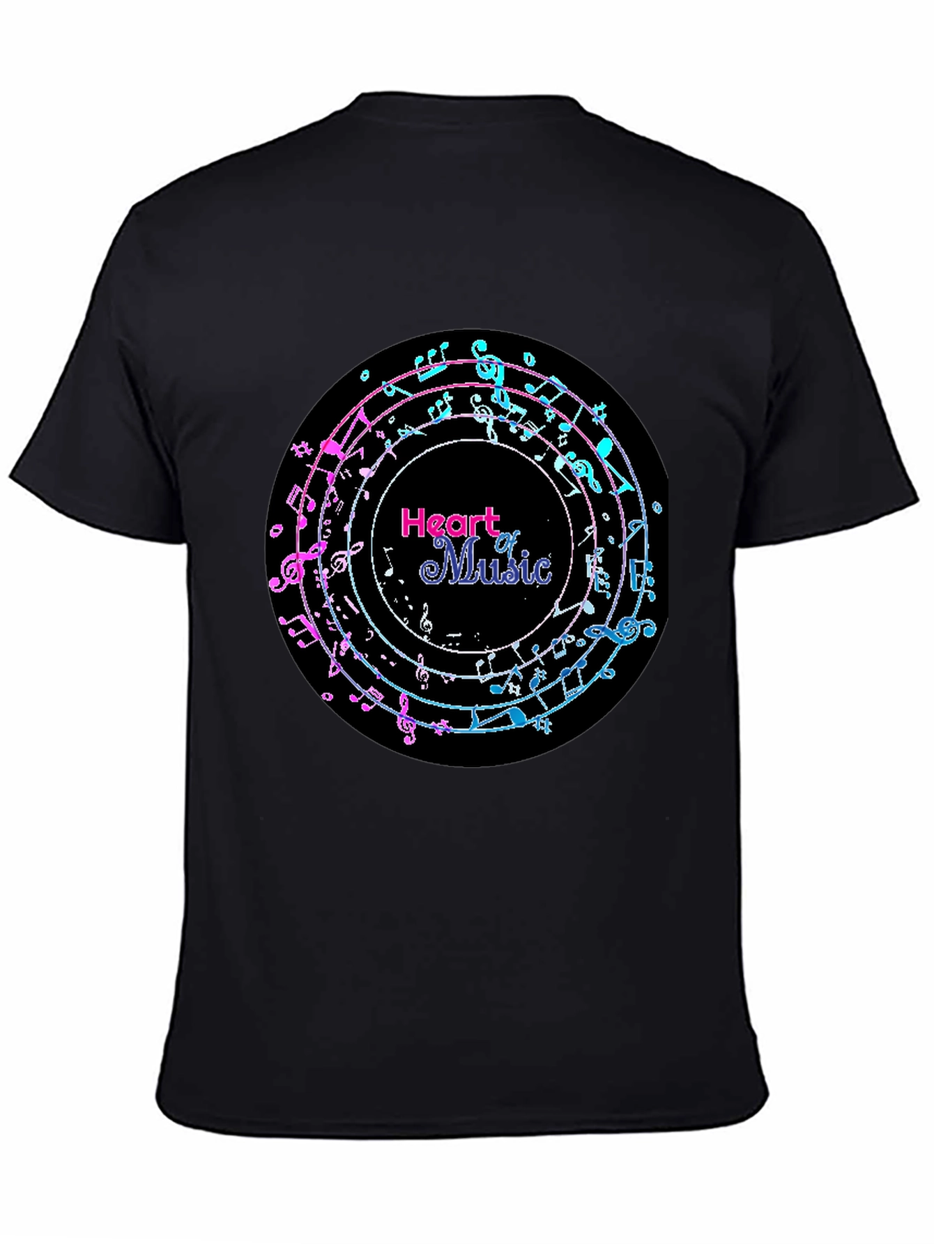 Heart of Music Graphic Tee - Black Cotton Casual