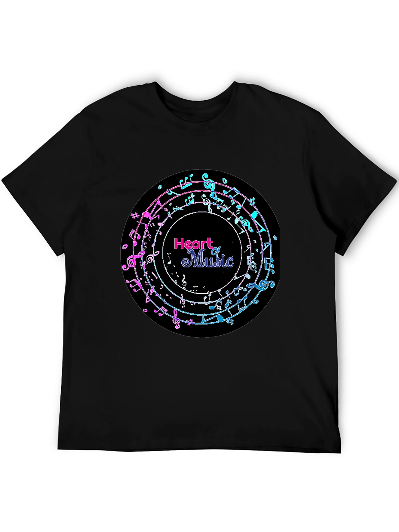 Heart of Music Graphic Tee - Black Cotton Casual