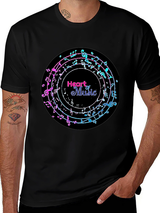 Heart of Music Graphic Tee - Black Cotton Casual