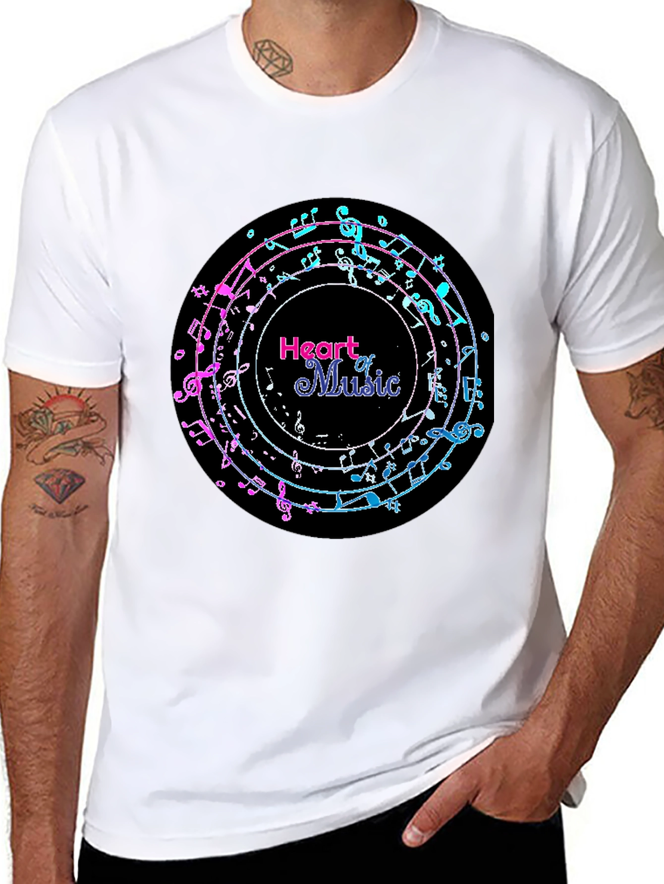 Heart of Music Graphic Tee - Black Cotton Casual