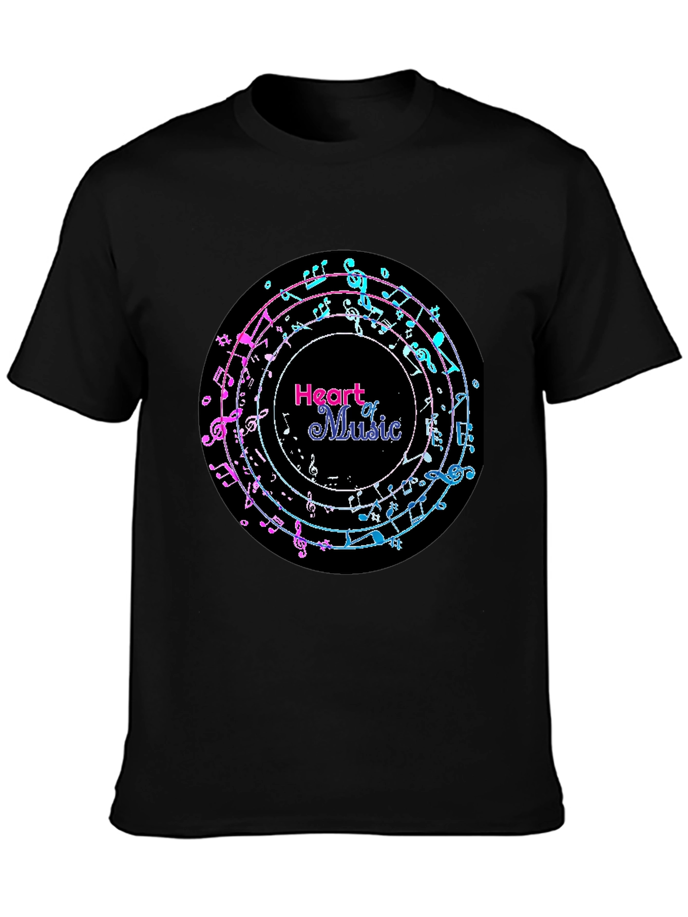 Heart of Music Graphic Tee - Black Cotton Casual
