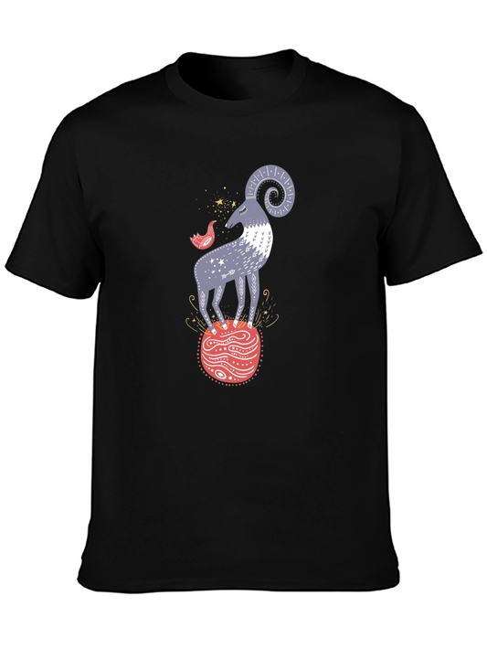 Ram and Bird Graphic Tee - Unique Design