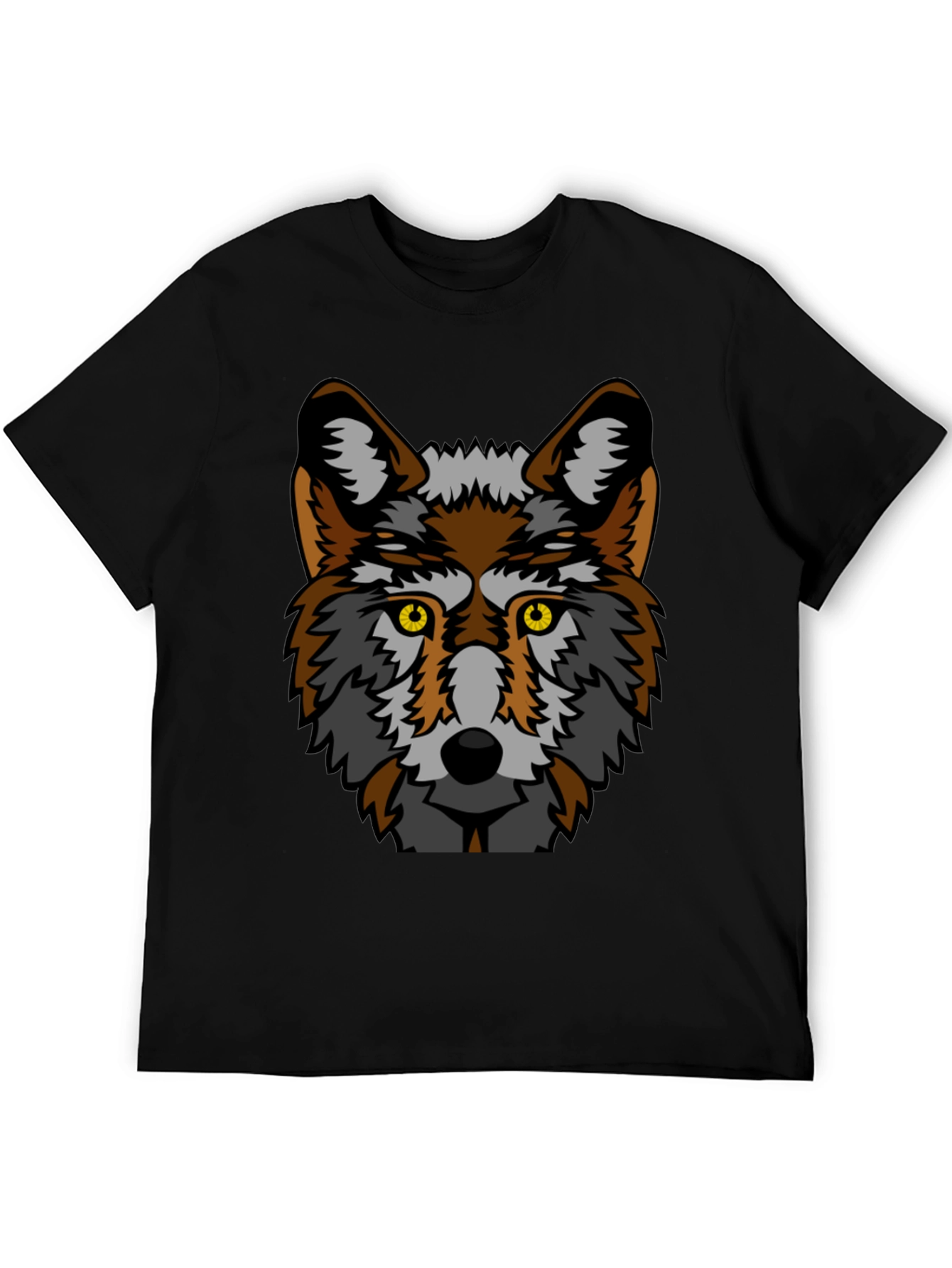 Wolf Graphic Print T-Shirt - Black