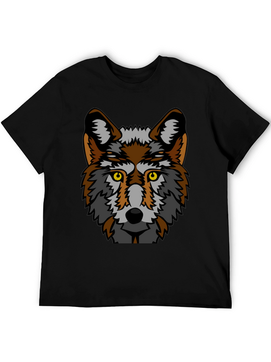 Wolf Graphic Print T-Shirt - Black