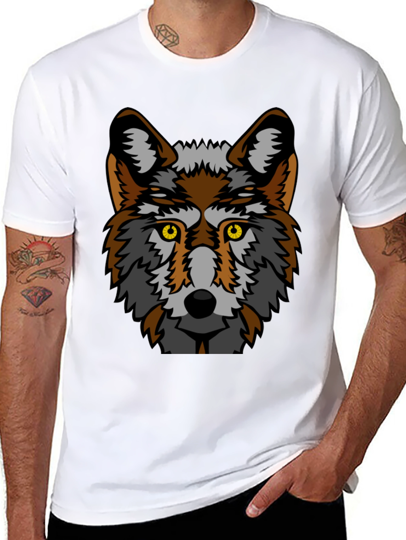 Wolf Graphic Print T-Shirt - Black