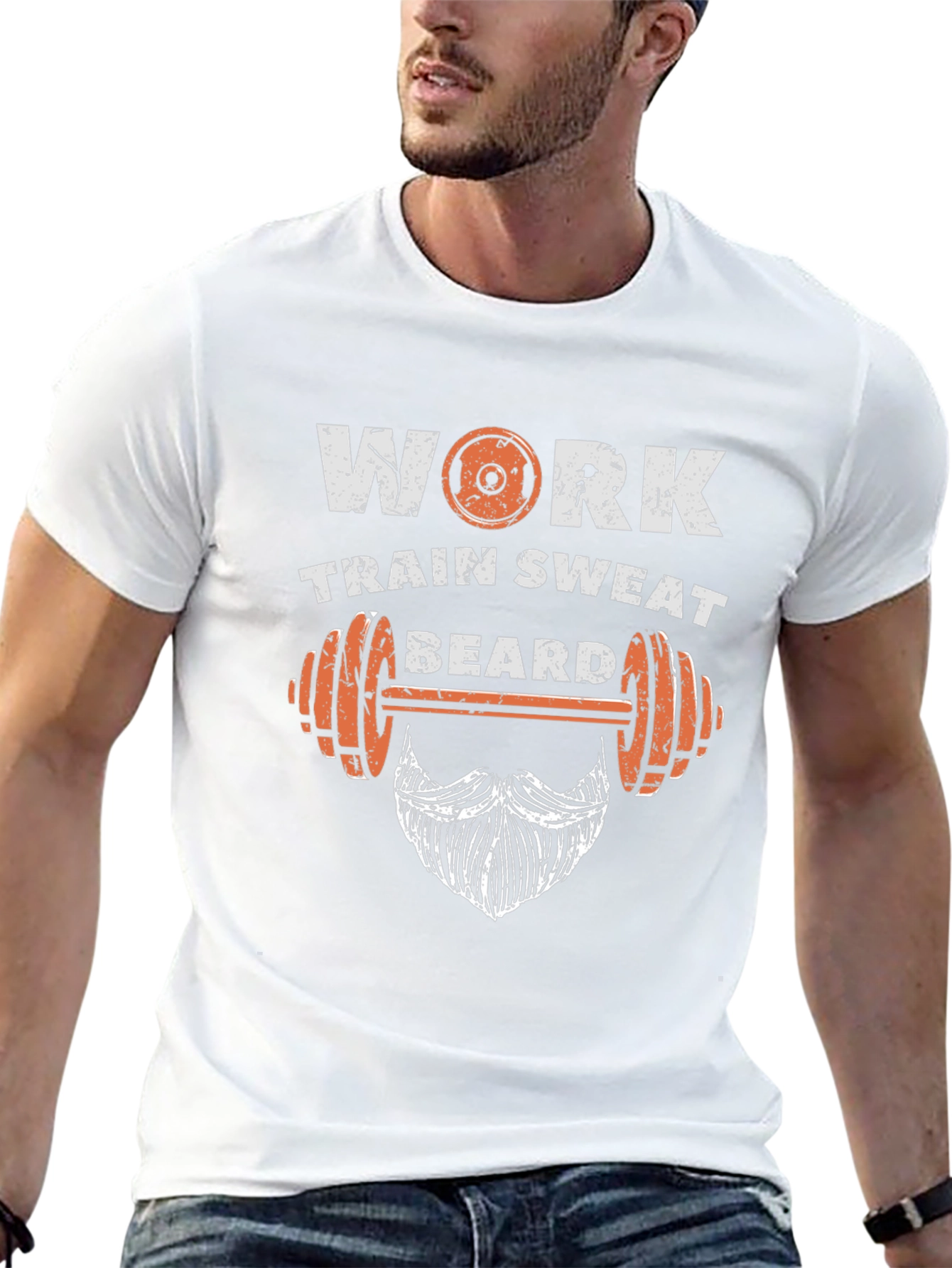 Work Train Sweat Beard Gym T-Shirt