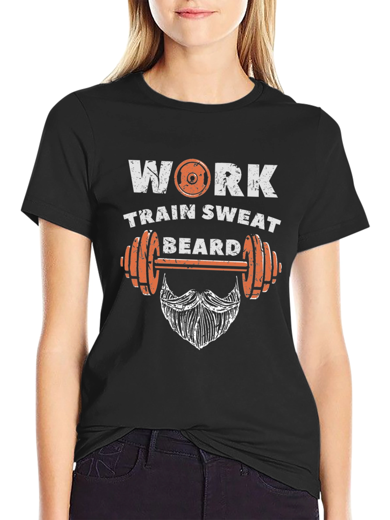 Work Train Sweat Beard Gym T-Shirt