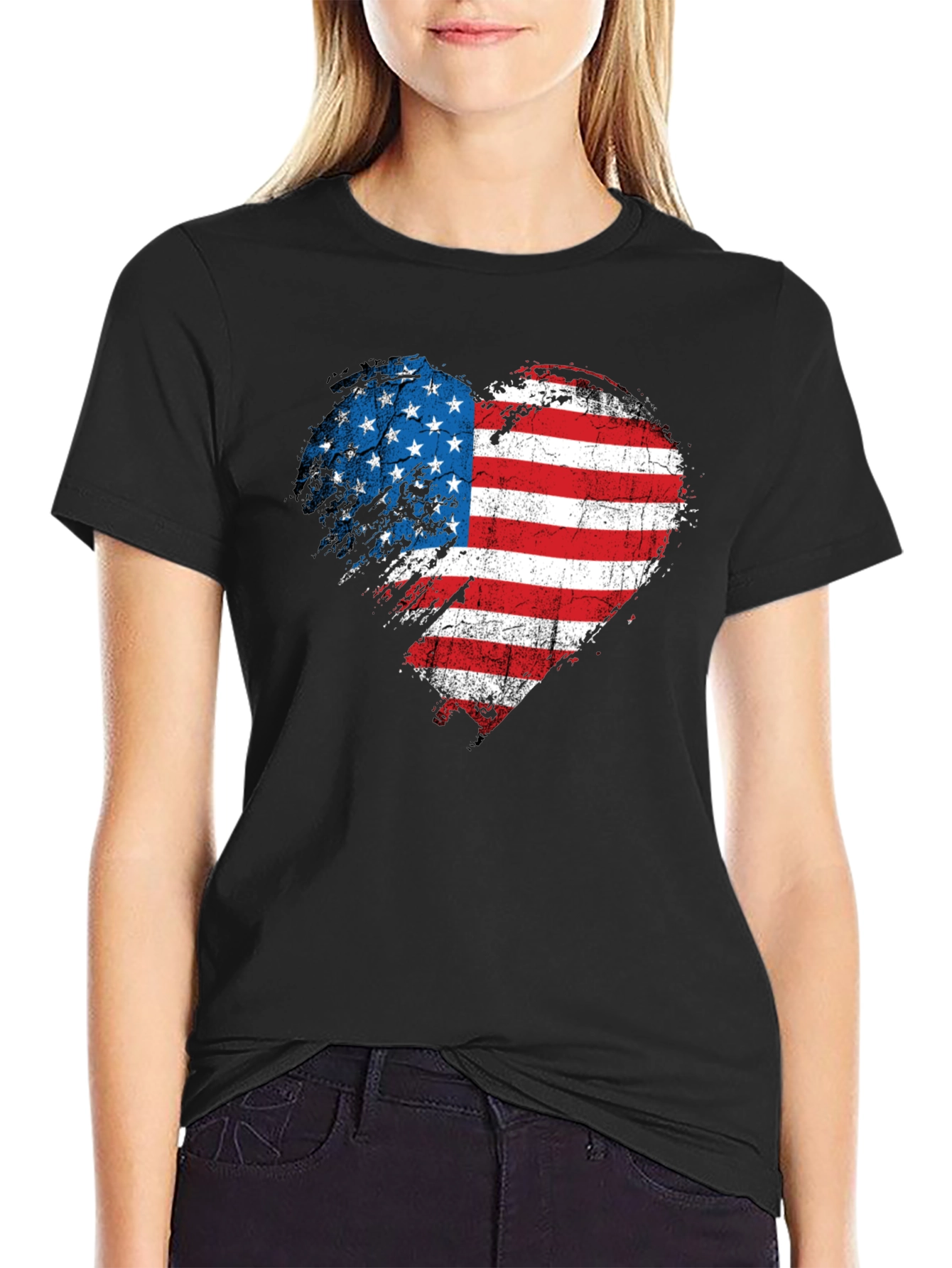 American Flag Heart T-Shirt - Patriotic USA Tee