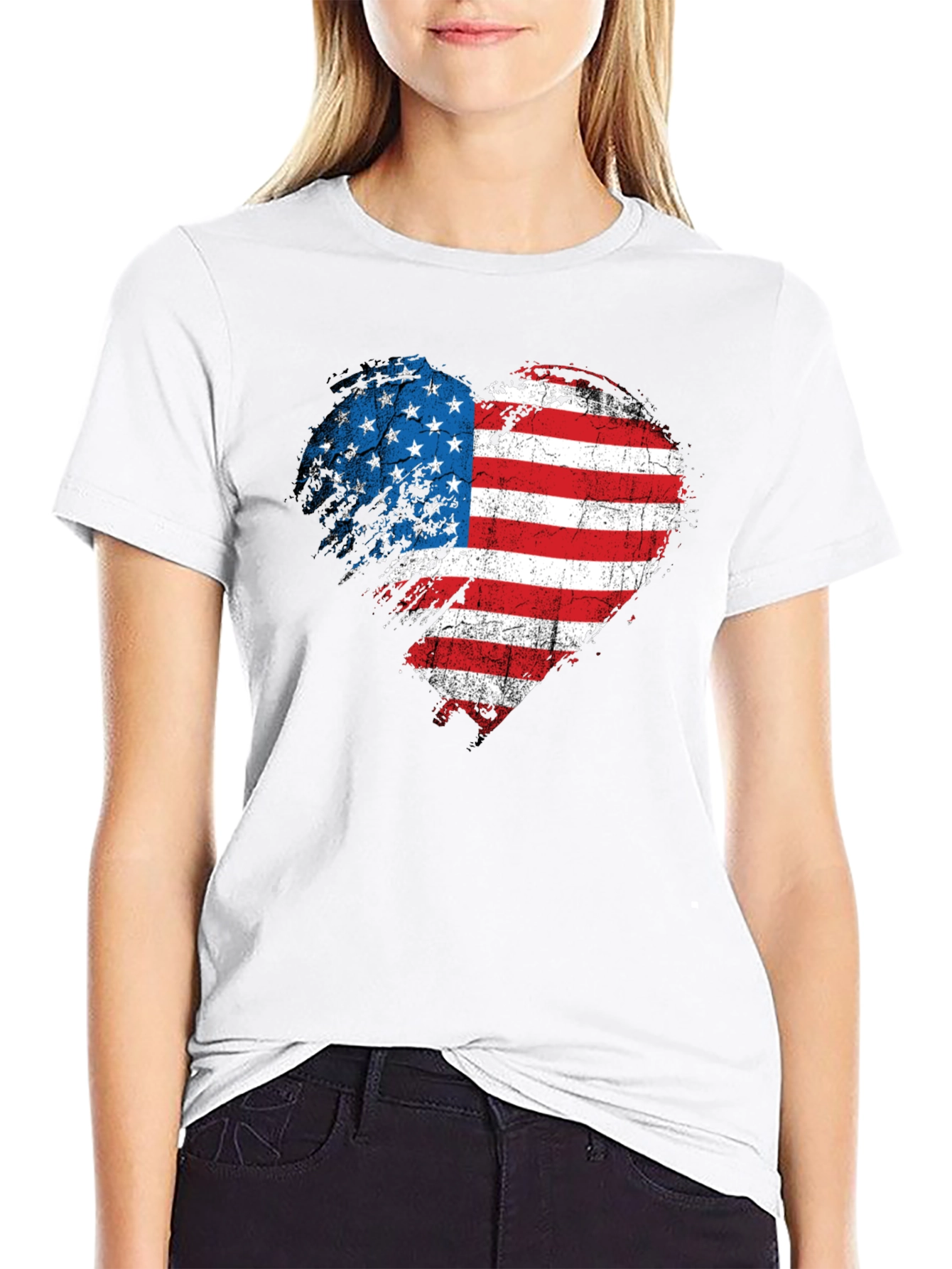 American Flag Heart T-Shirt - Patriotic USA Tee