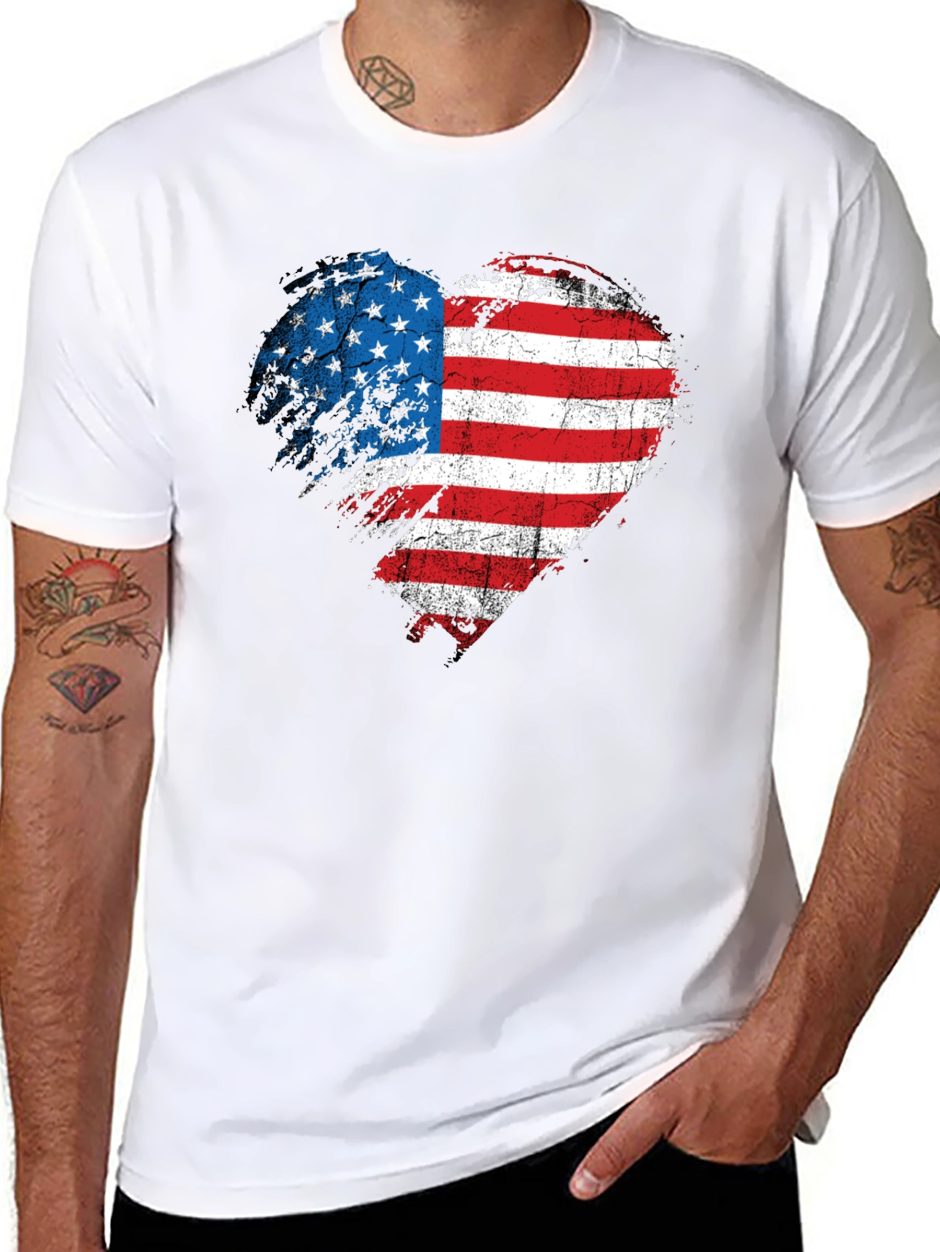 American Flag Heart T-Shirt - Patriotic USA Tee