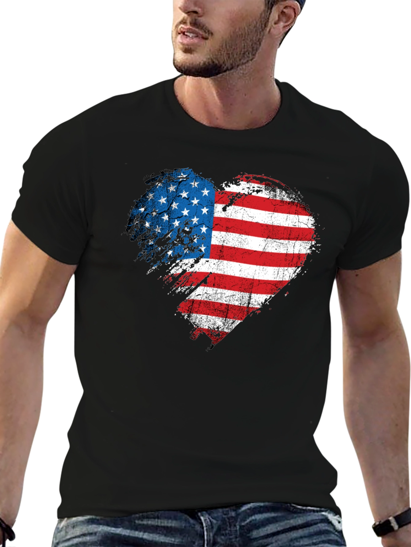 American Flag Heart T-Shirt - Patriotic USA Tee