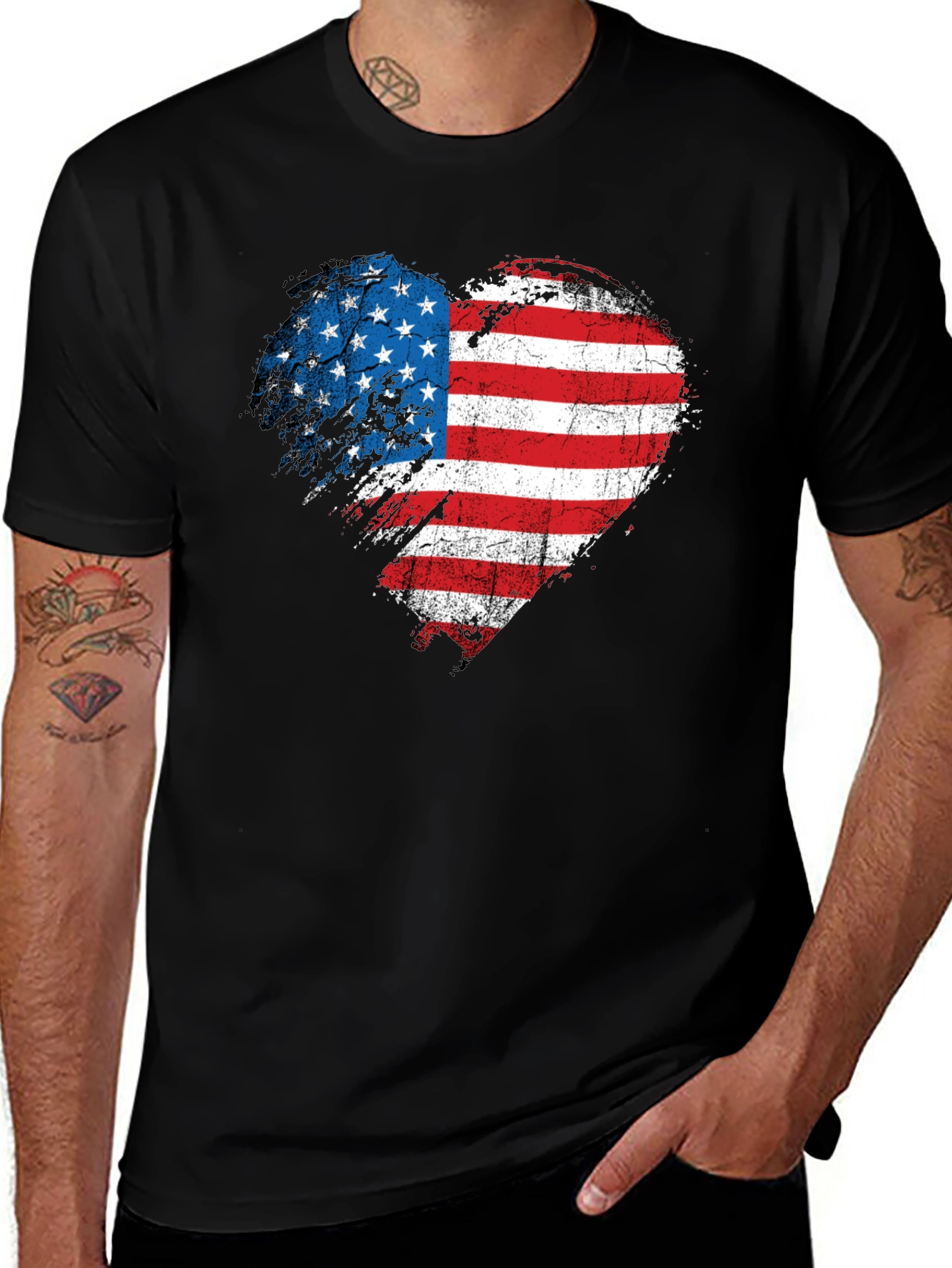 American Flag Heart T-Shirt - Patriotic USA Tee